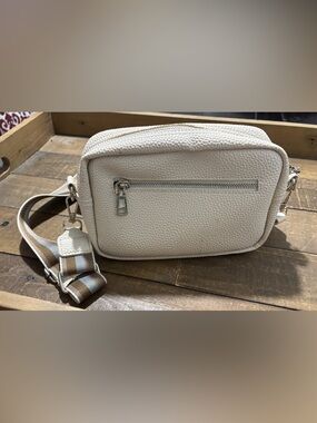Think Olives Contrast Strap Crossbody Shoulder Bag, Beige